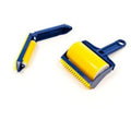Yellow washable lint roller set with one large roller and one small roller, both with blue handles.